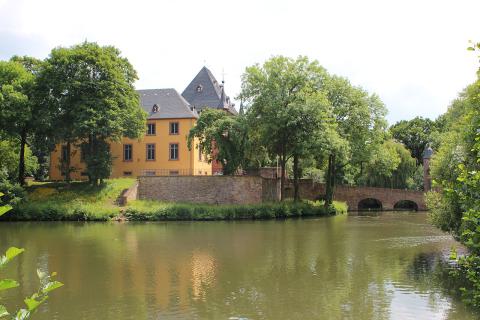 Schloss Burgau in Düren mit Wassergraben und historischer Anlage