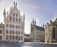 Historische Gebäude am Grote Markt in Leuven mit reich verzierter Fassade und gotischer Architektur
